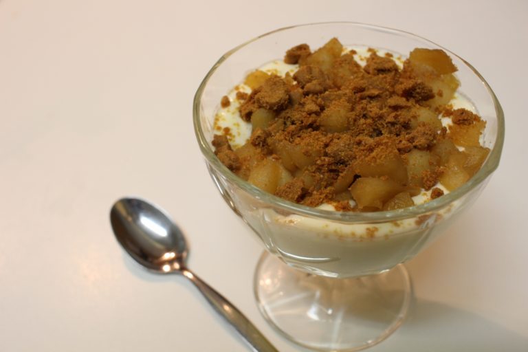 mousse fromage blanc pommes caramélisées