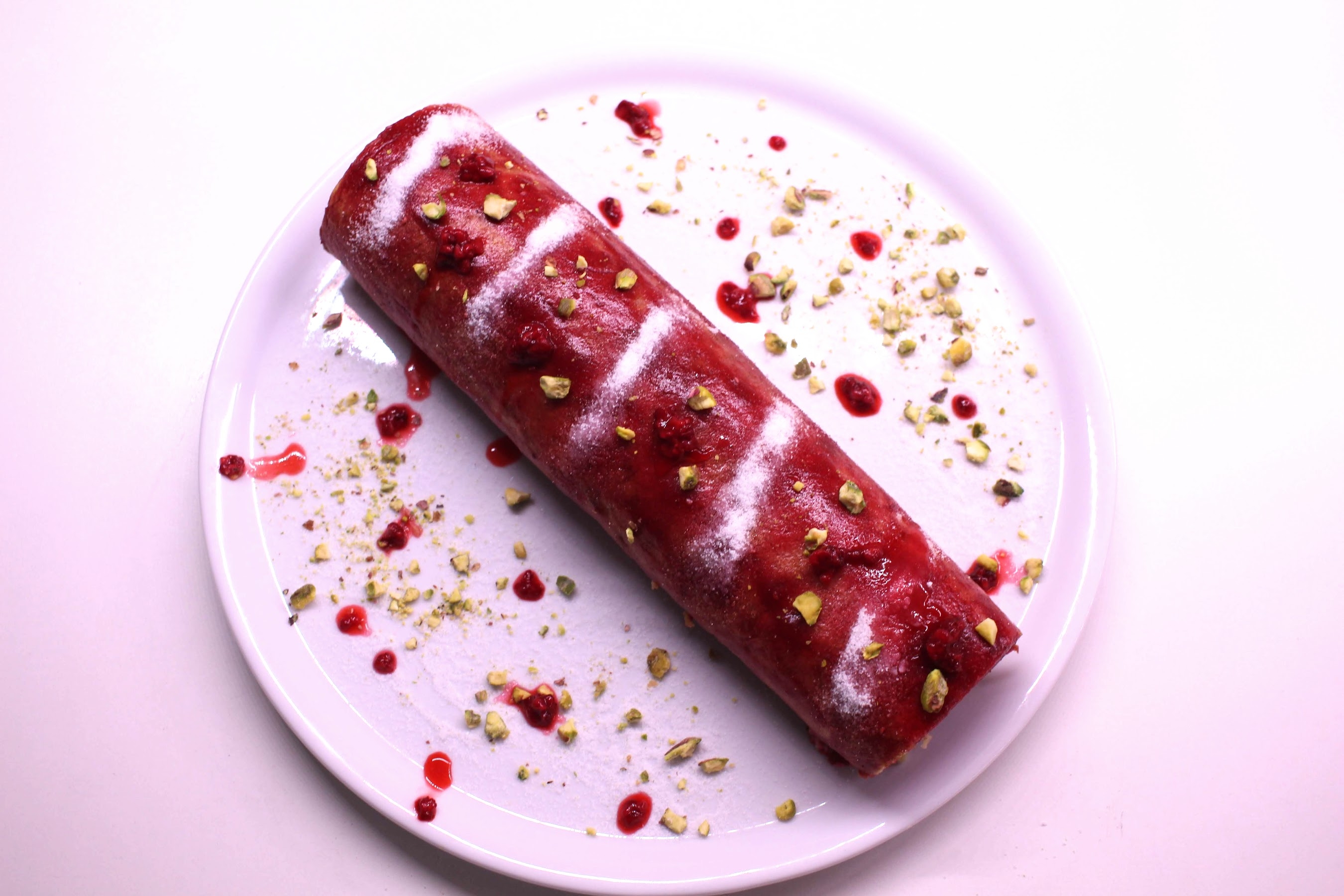 bûche framboise pistache