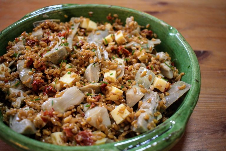 salade de petit épeautre aux artichauts
