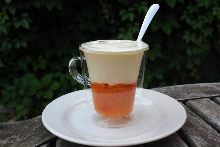 mousse de fromage blanc sur compotée d'abricots