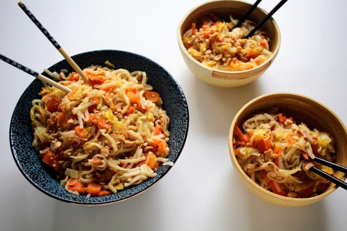 recette de nouilles de riz aux légumes